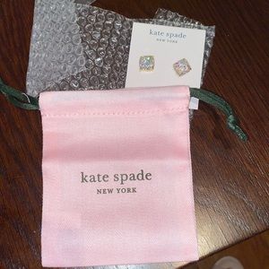 Kate Spade mini small square stud earring- opal glitter